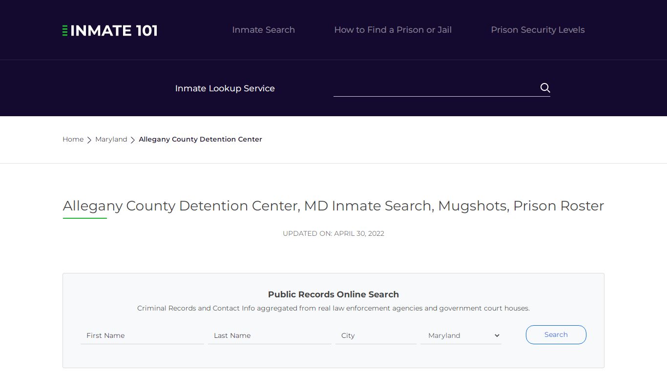 Allegany County Detention Center, MD Inmate Search ...